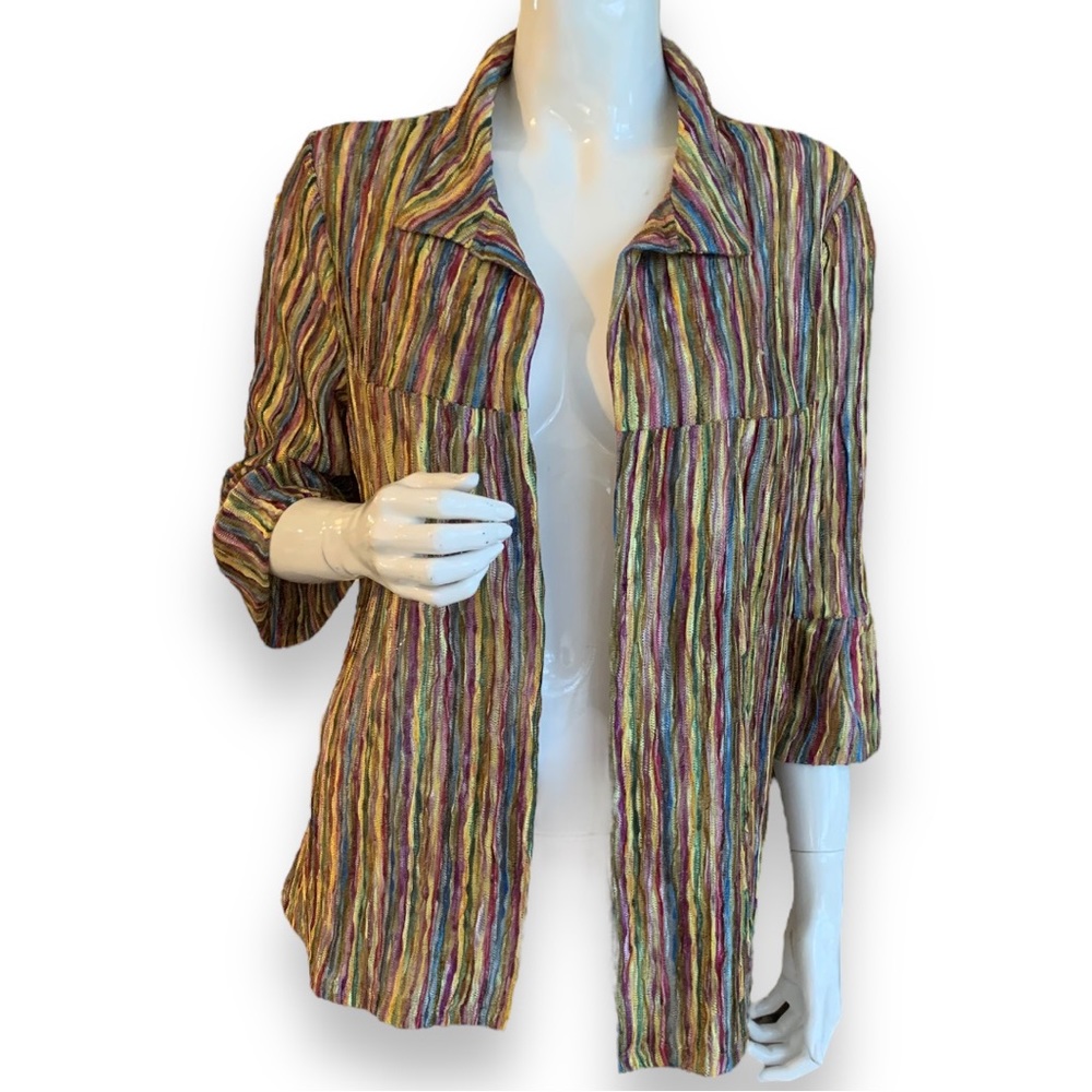 MAXIMA UNSTRUCTURED MULTI COLOR METALLIC STRIPED JACKET. WOMEN’S SIZEMEDIUM